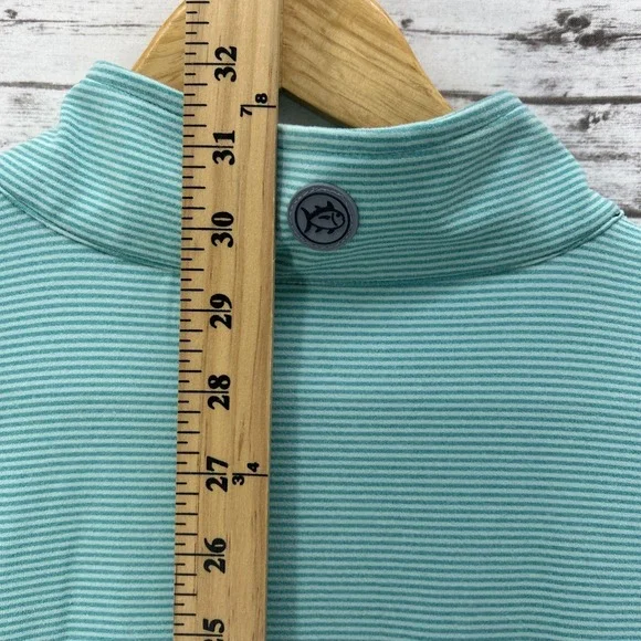 Southern Tide 1/4 Zip Men XL Mint Green Striped Performance Pullover Lightweight - Picture 6 of 11